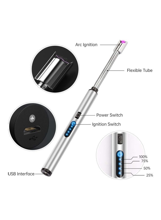 شو وو ولاعة كهربائية قابلة للشحن بمنفذ USB فضي - Image 3