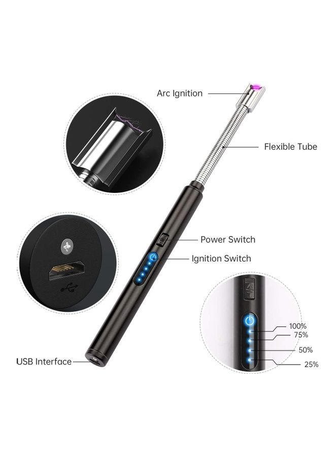 ولاعة كهربائية قابلة للشحن بمنفذ USB أسود/فضي - Image 2
