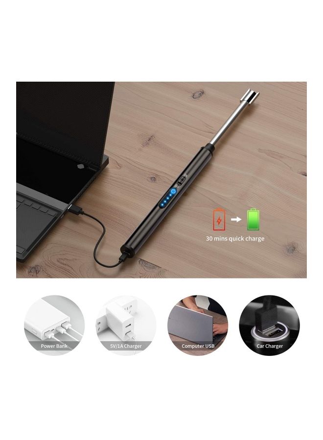 ولاعة كهربائية قابلة للشحن بمنفذ USB أسود/فضي - Image 4