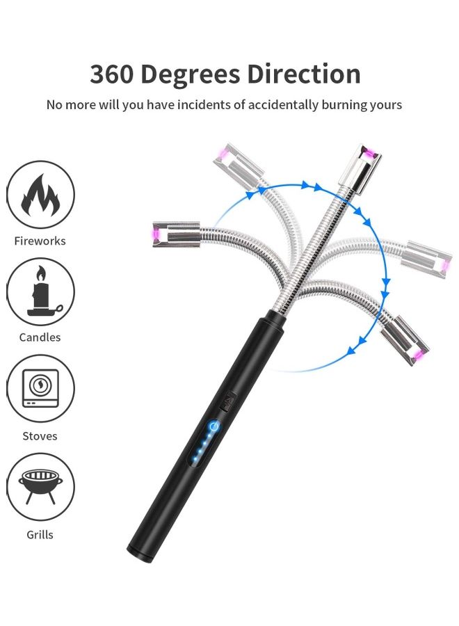 ولاعة كهربائية قابلة للشحن بمنفذ USB أسود/فضي - Image 5