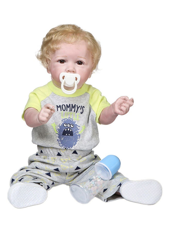 Silicone Baby Doll with Milk Bottle and Pacifier  - Image 1