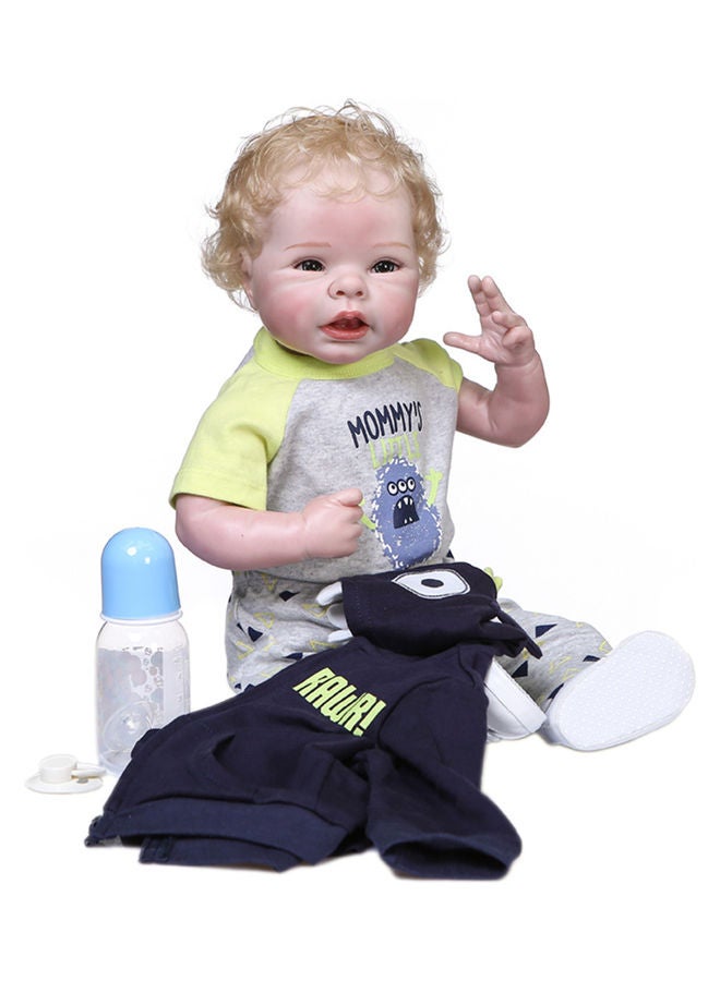 Silicone Baby Doll with Milk Bottle and Pacifier  - Image 1