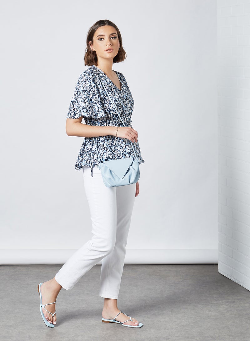 Aila Casual V-Neck Printed Blouse Top Multicolour  - Image 3