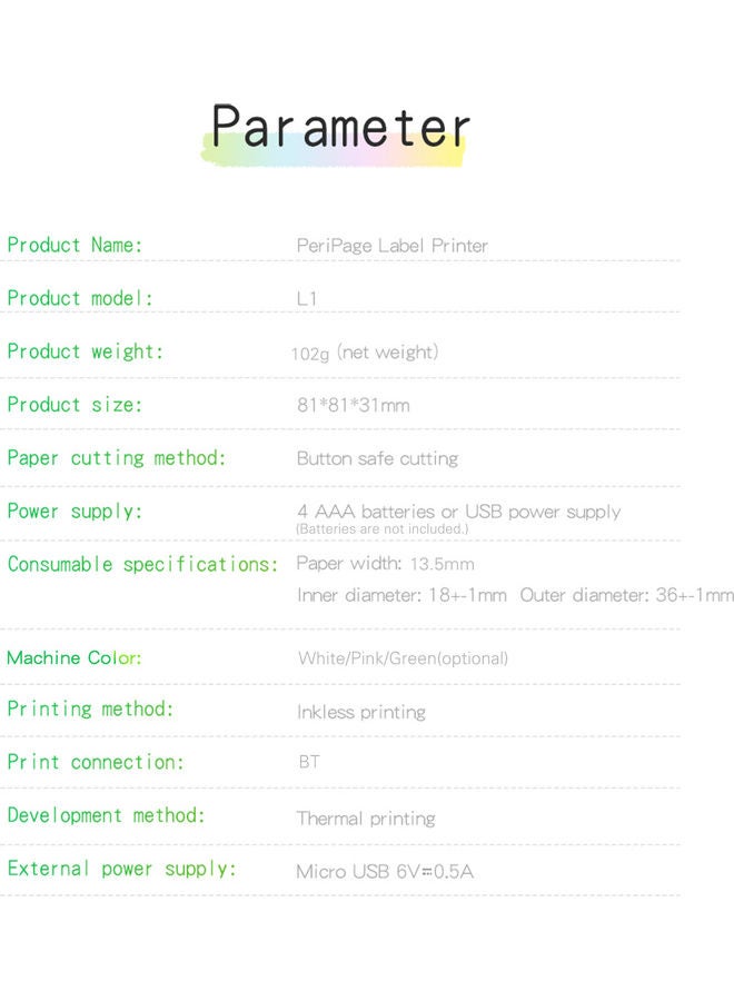 PeriPage L1 Portable Thermal Label Mobile Printer Green  - Image 5