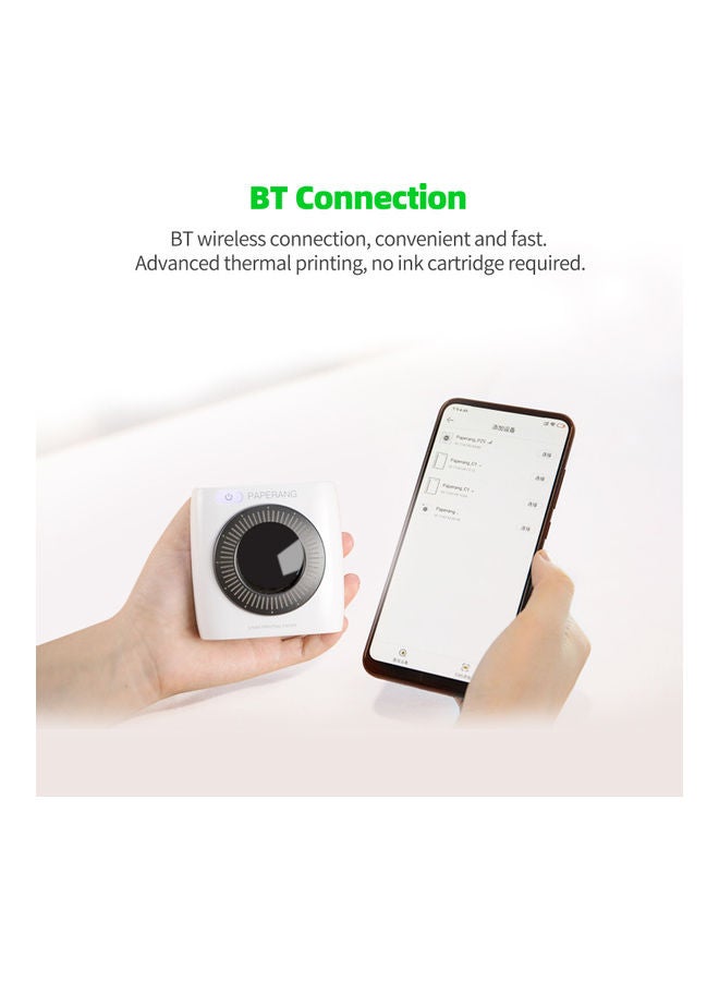 paperang - BT Wireless Pocket Mobile Printer White/Black - Image 1