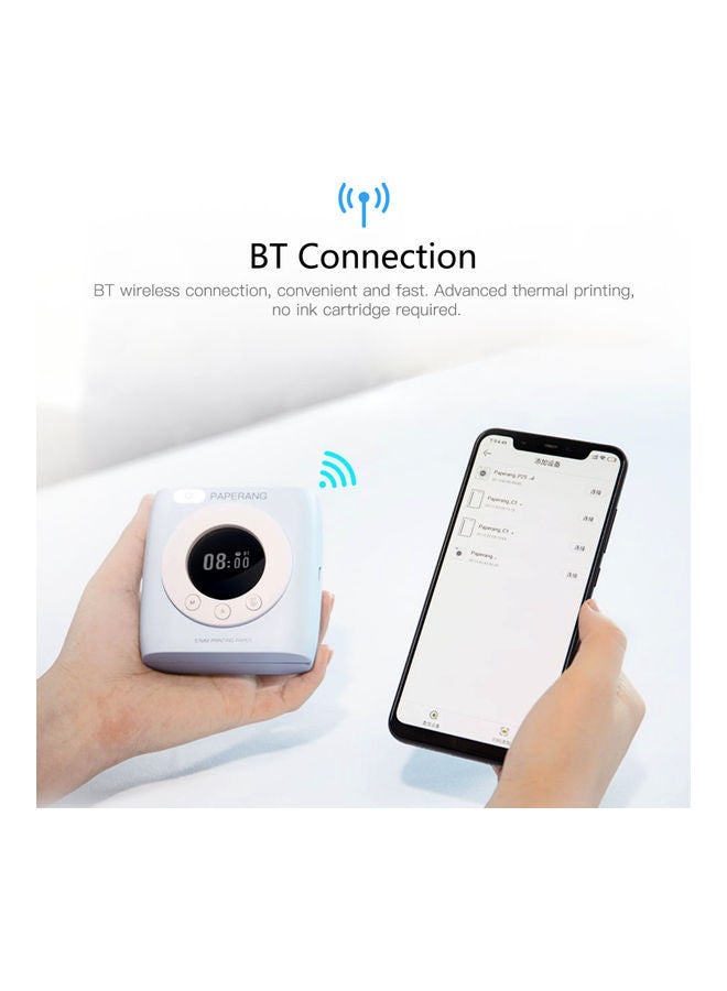 بايبرانغ طابعةٌ محمولةٌ لاسلكية للجيب . أبيض/ أسود - Image 3