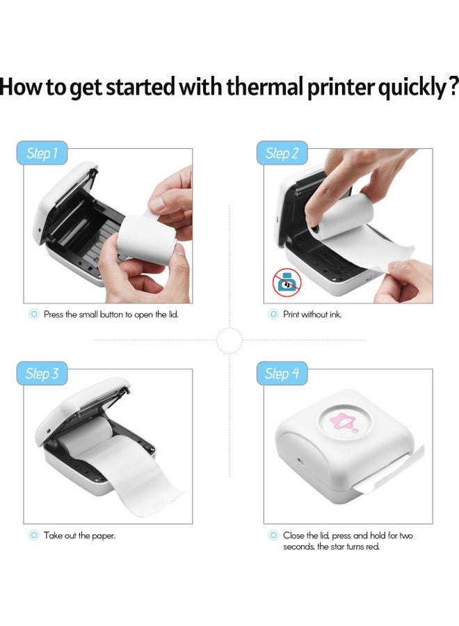 كيه كيه مون طابعة حرارية صغيرة للملصقات أبيض - Image 2