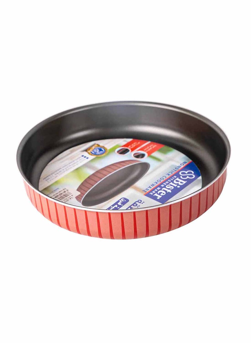 Bister Stripy Round Baking Oven Tray Red & Black 30cm - Image 1