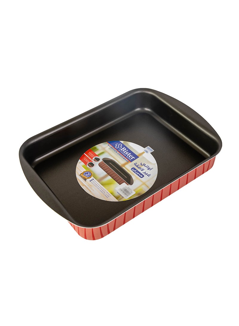 Bister Rectangle Baking Oven Tray Made of High-Quality Nonstick with Flat Bottom Suitable for Oven Red & Black 25cm - Image 1