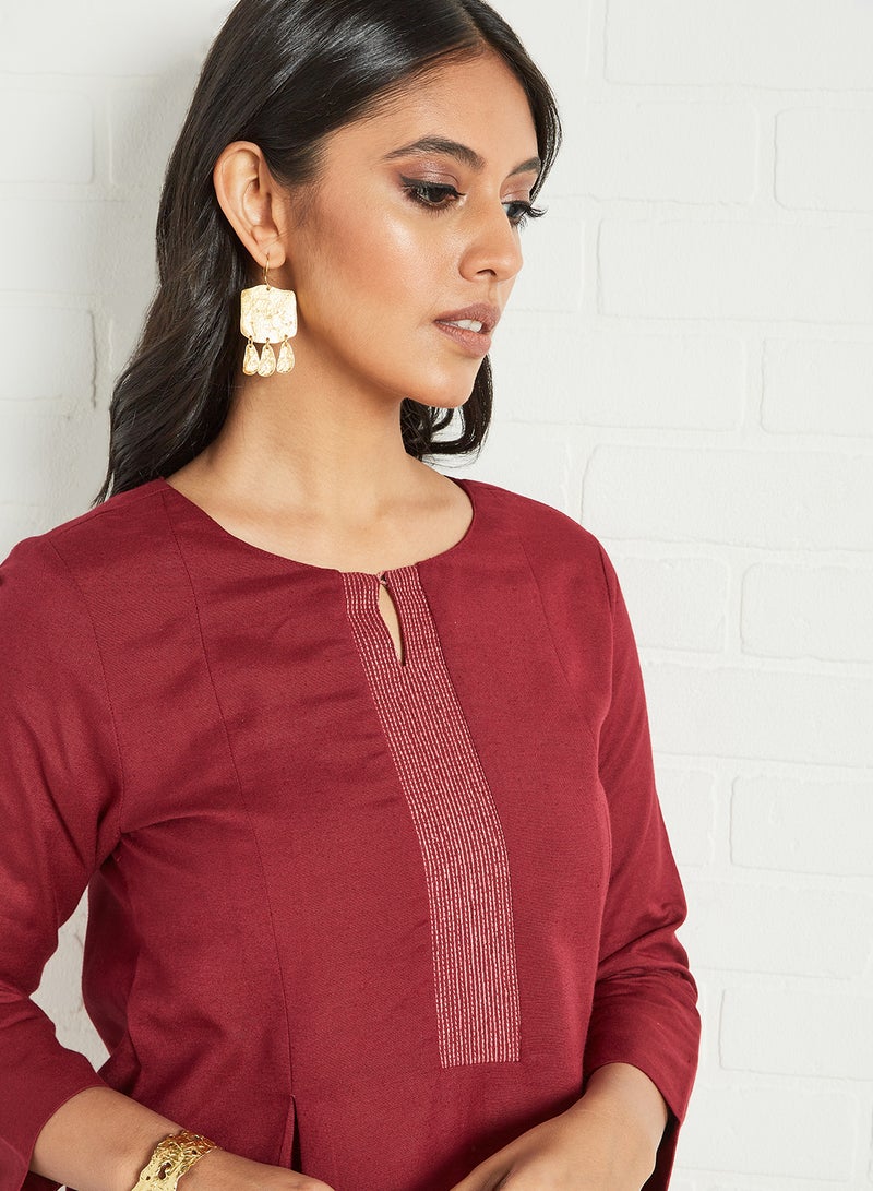 globaldesi - Key-Hole Neck Top Wine - Image 1