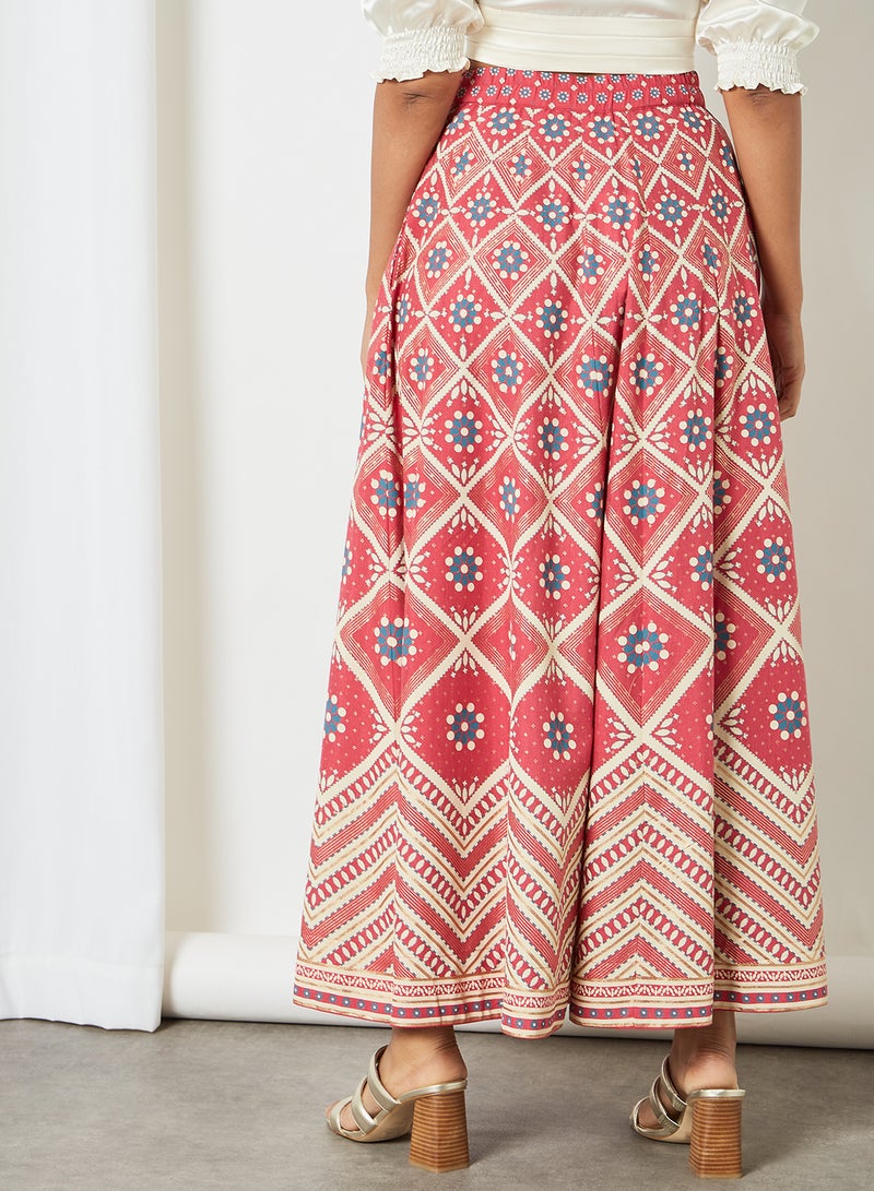 globaldesi High Rise All-Over Print Skirt Hot Pink  - Image 2
