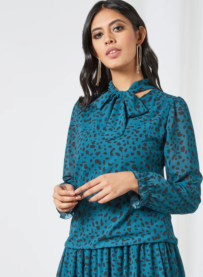 MELA LONDON Leopard Print Mini Dress Teal