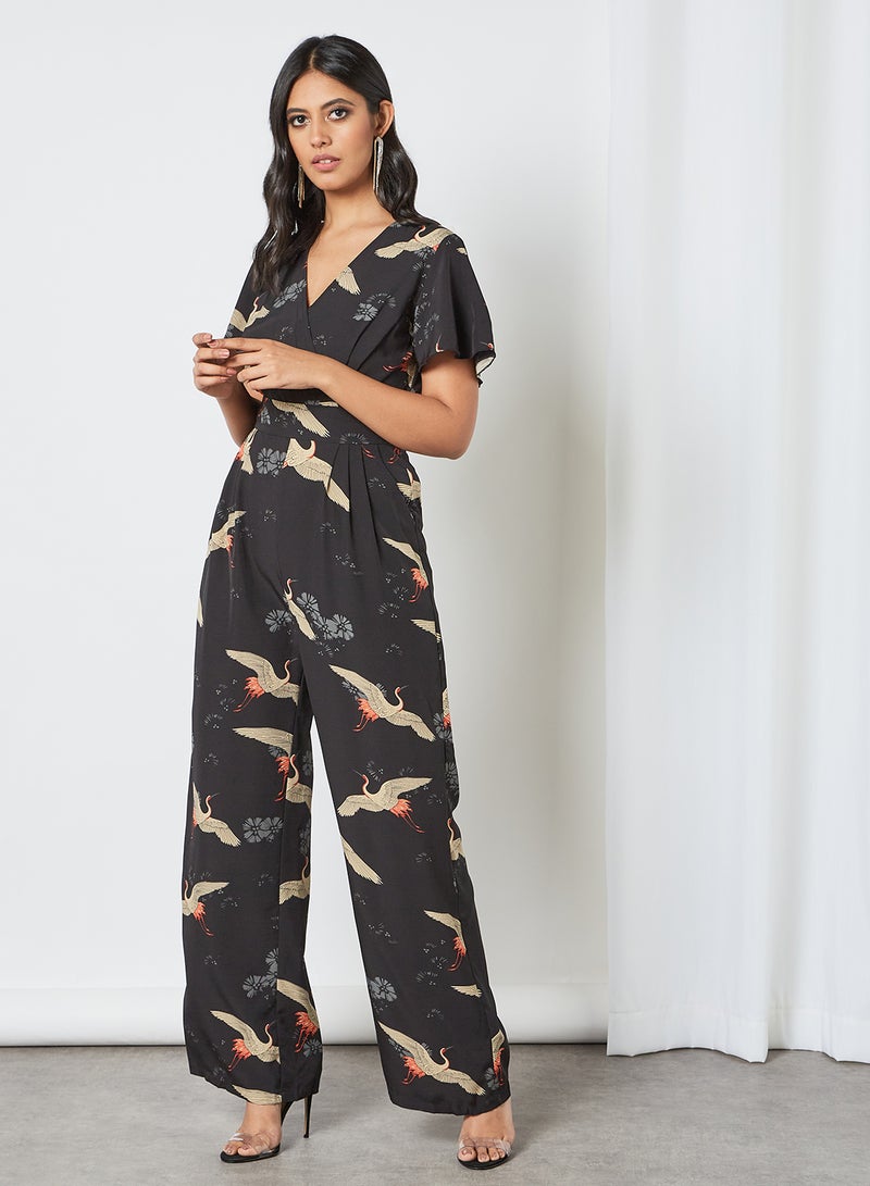 Yumi Crane Print Jumpsuit Black  - Image 4