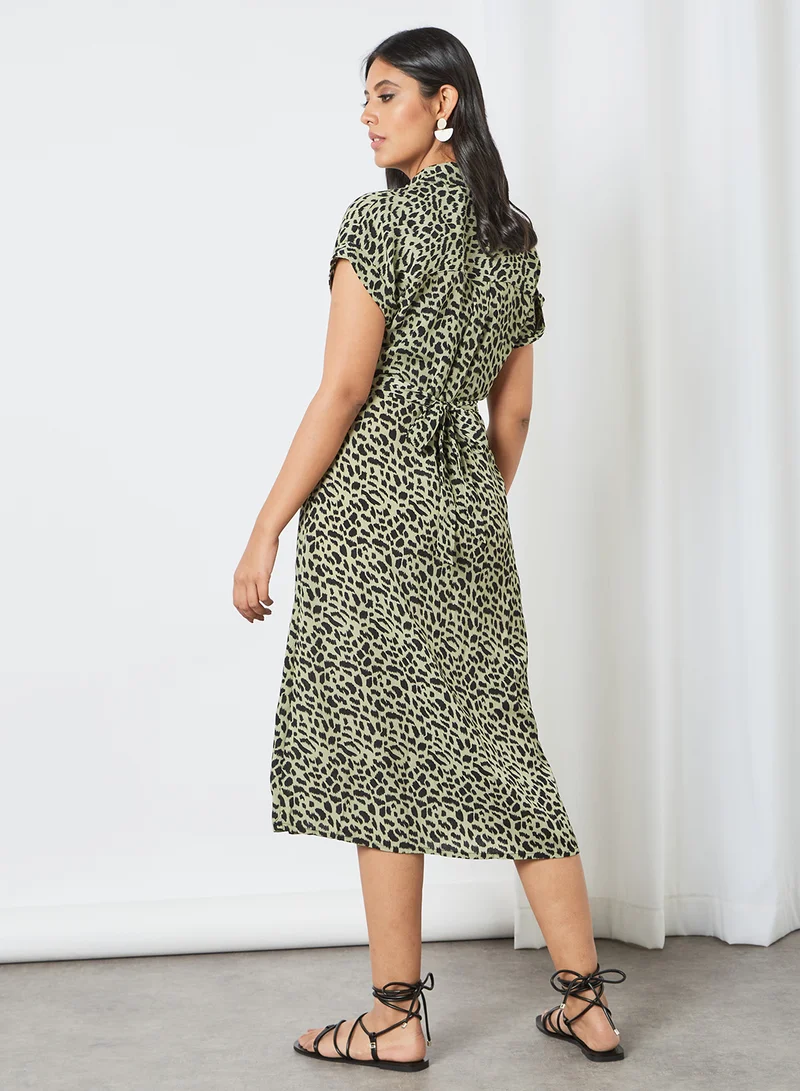 Yumi Cheetah Print Shirt Dress