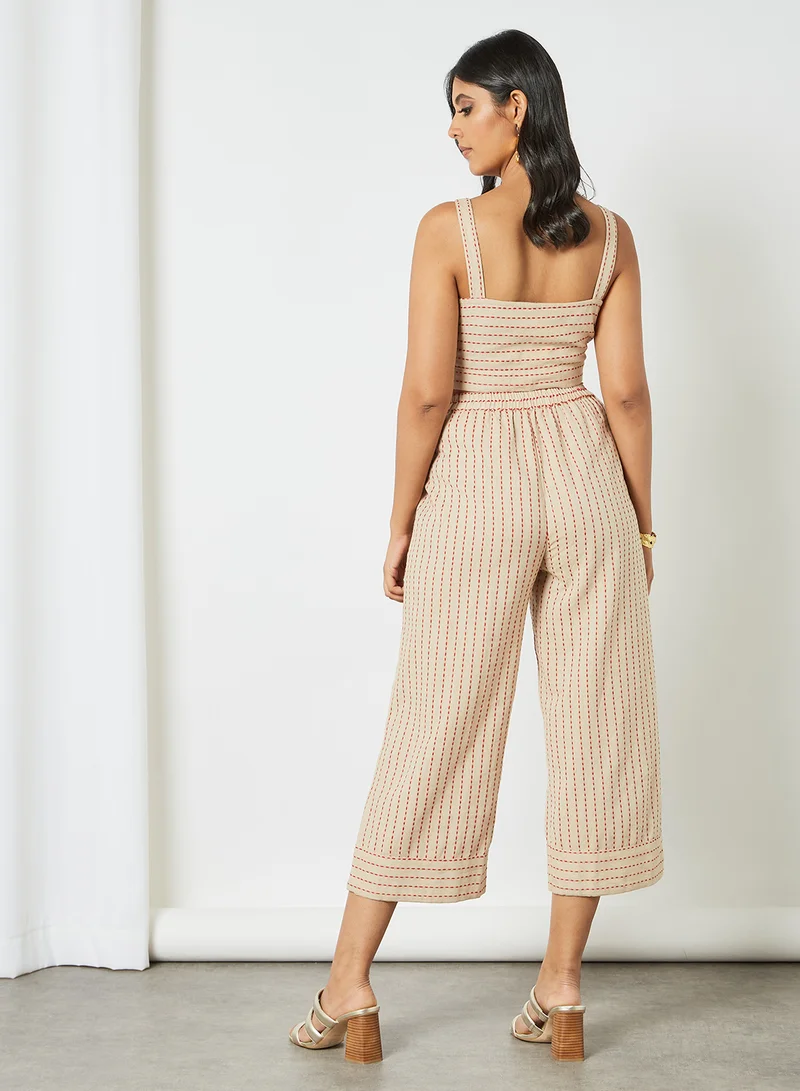 globaldesi Striped Crop Top and Pant Set