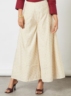 All-Over Print Wide Leg Pants Off-White