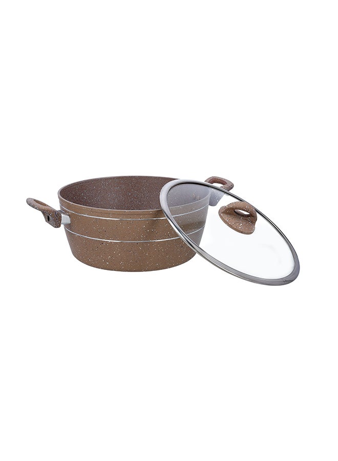 Royalford - Sturdy And Durable Unique Designed Easy To Handle 5 Layer Construction Non-Stick Coating Granite Smart Casserole With Lid Brown 32cm - Image 1