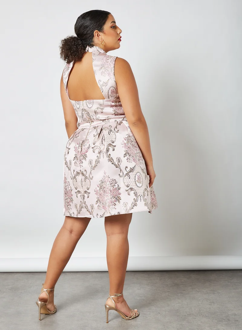Chi-Chi London Sleeveless Stylish Dress Pink/Grey