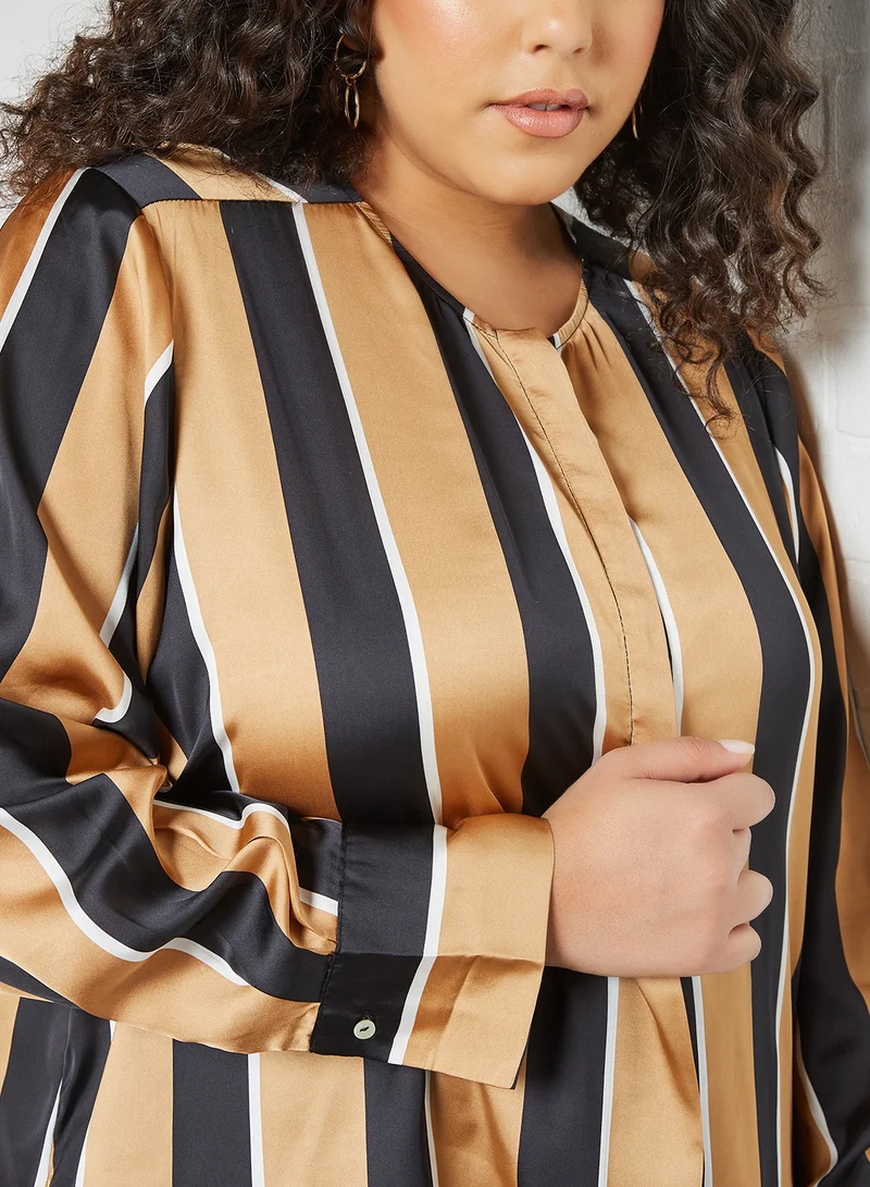 Violeta By Mango Plus Size Striped Blouse