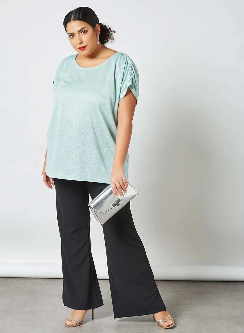 Only Carmakoma Plus Size Glitter Top Green