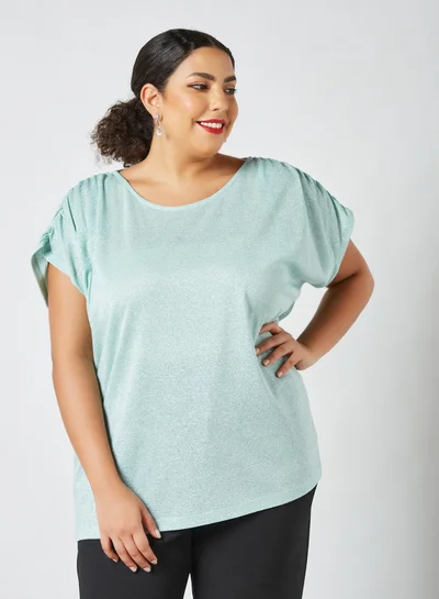 Only Carmakoma Plus Size Glitter Top Green