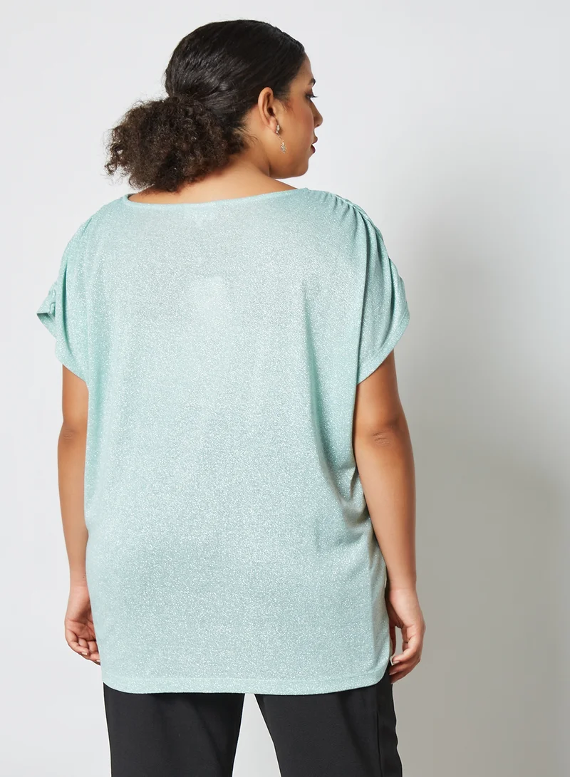 Only Carmakoma Plus Size Glitter Top Green
