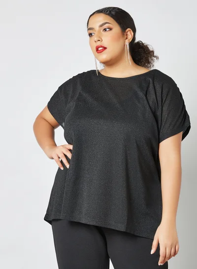 Only Carmakoma Plus Size Glitter Top Black