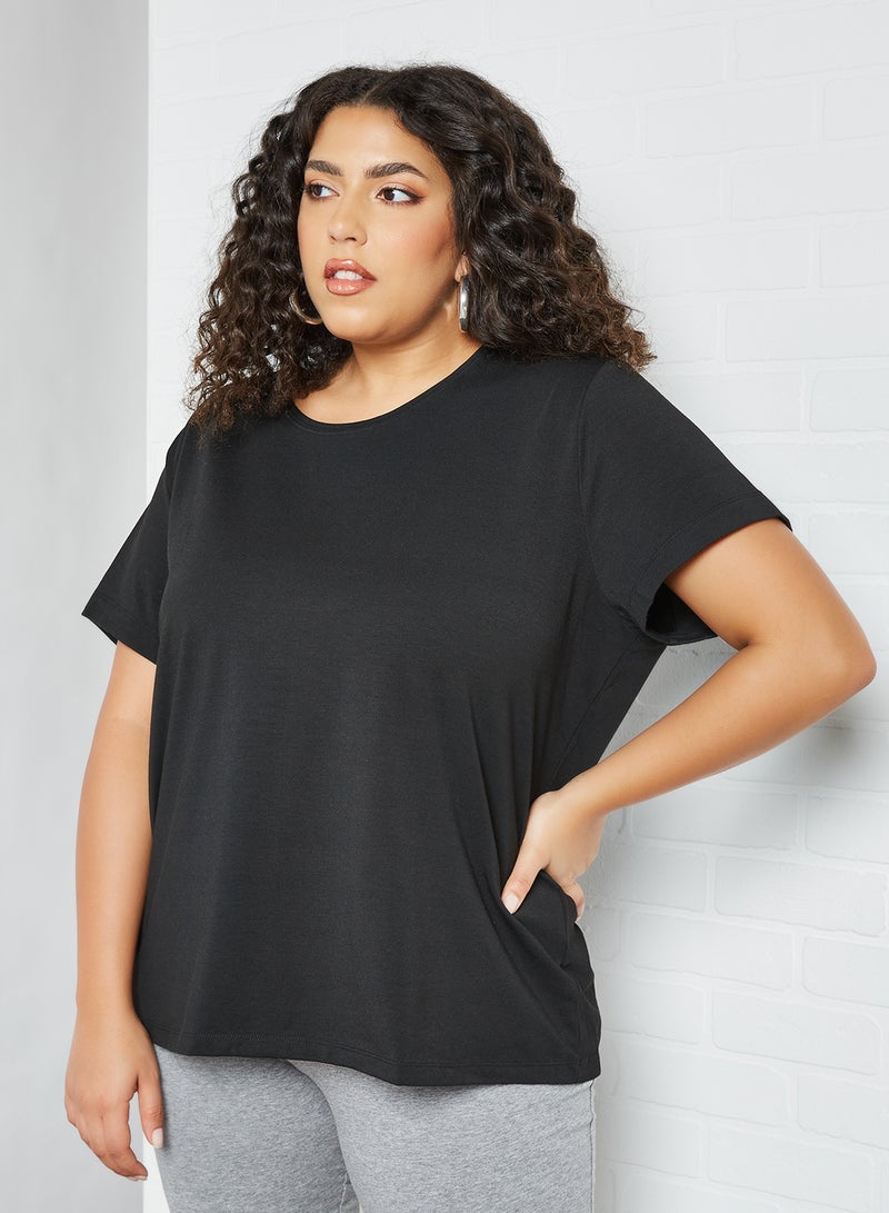 Only Carmakoma - Plus Size Basic Round Neck T-Shirt Black - Image 1