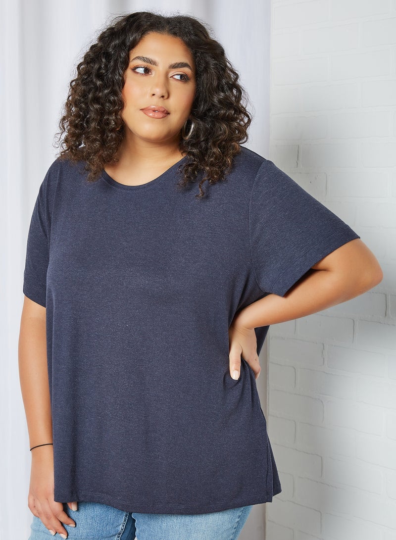 Only Carmakoma - Plus Size Basic Round Neck T-Shirt Blue - Image 1