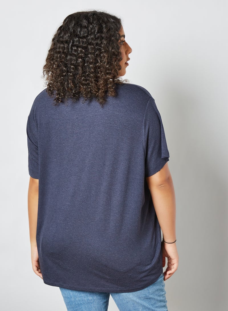 Only Carmakoma - Plus Size Basic Round Neck T-Shirt Blue - Image 1