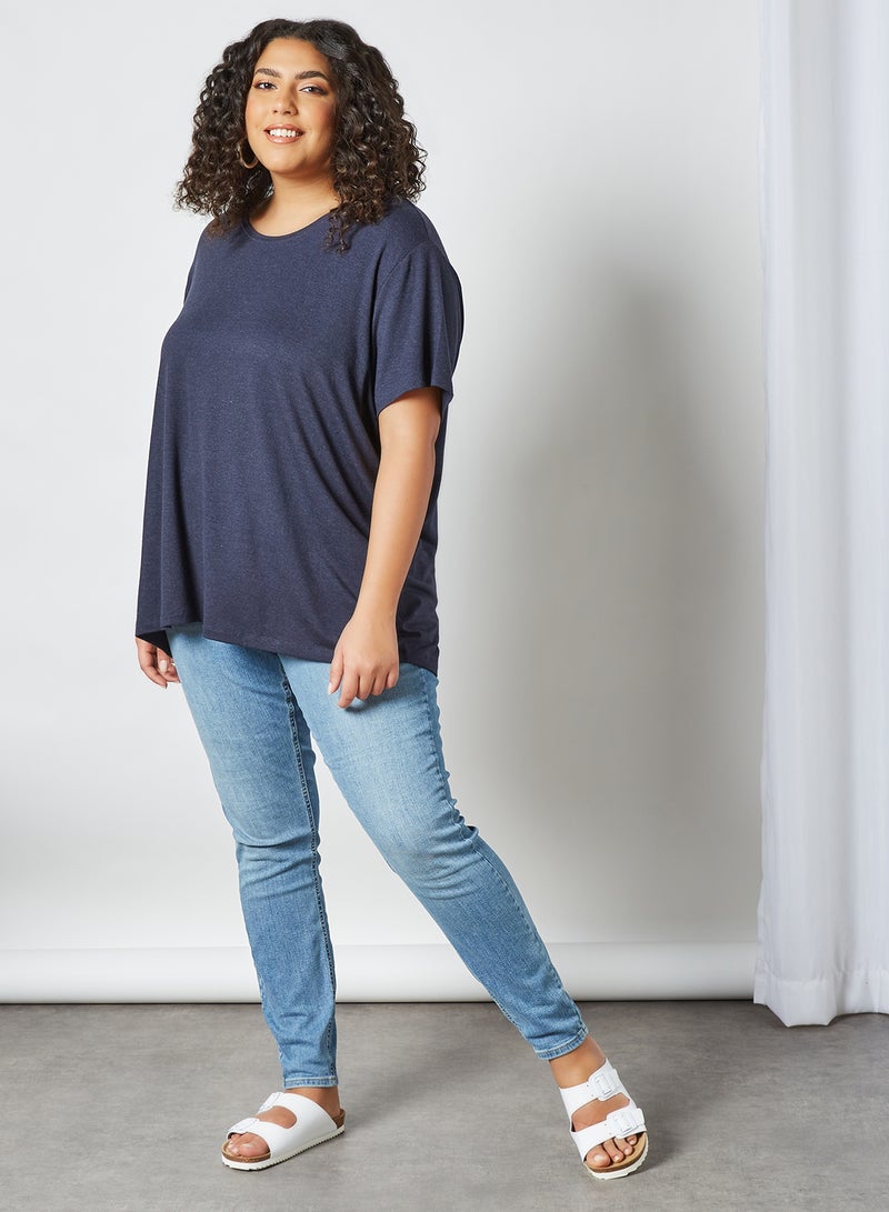 Only Carmakoma - Plus Size Basic Round Neck T-Shirt Blue - Image 1