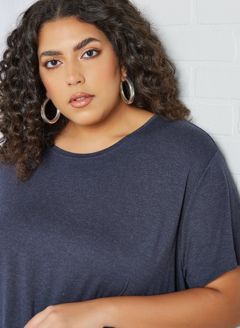 Only Carmakoma - Plus Size Basic Round Neck T-Shirt Blue - Image 1