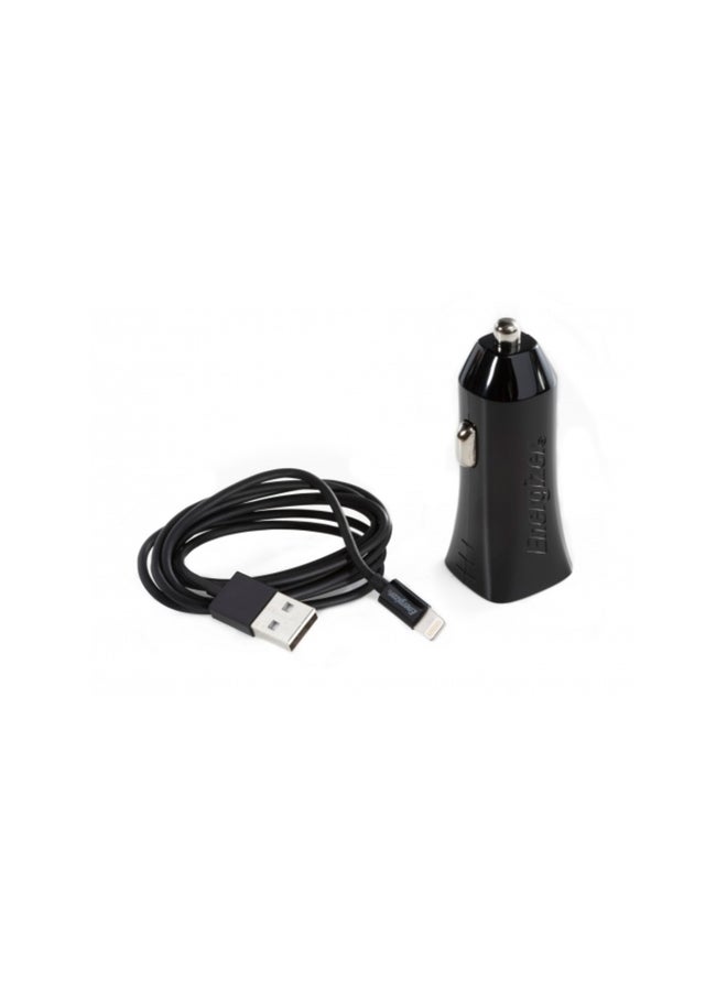 Energizer Ultimate 3.4A Dual Port Car Charger with Smart IC Technology and Fast Charging Lightning Cable Black/Silver  - Image 5