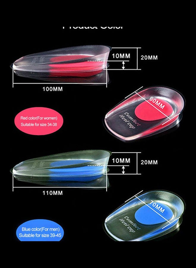 1 Pair Silicone Gel Heel Cups Pads Inserts Blue - Image 3