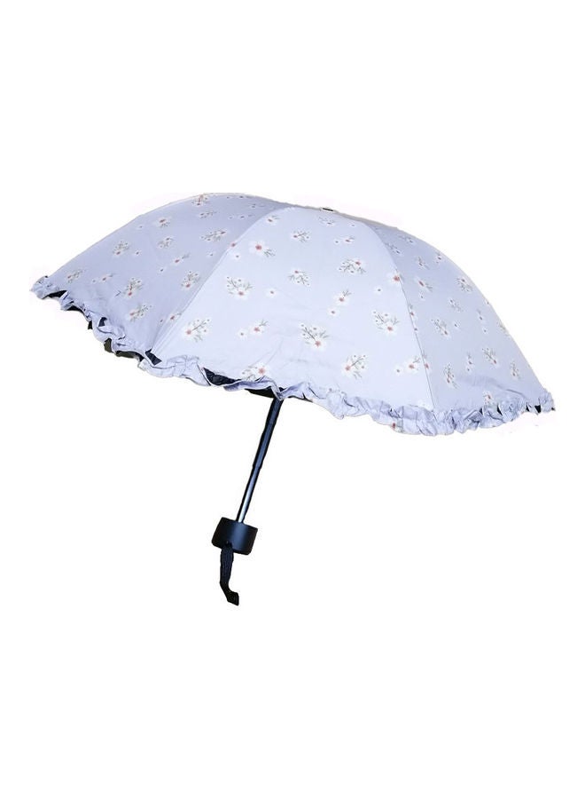 يوتيكس مظلة قابلة للطي ومزدوجة الاستخدام بحافة من الدانتيل ومزينة بنقشة زهور ارجواني فاتح - Image 1