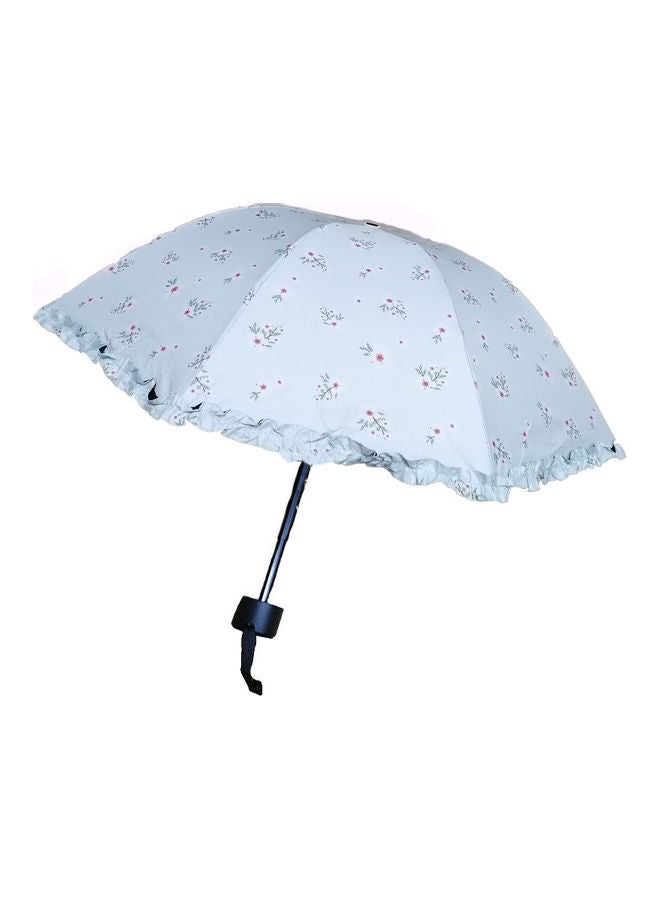 UTEX Foldable Double Usage Lace Edge Floral Umbrella Light Blue - Image 1