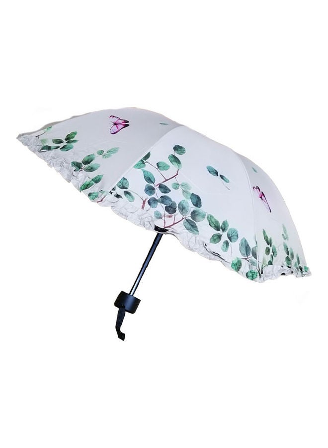UTEX Foldabe Double Usage Lace Edge Butterfly Umbrella Beige - Image 1