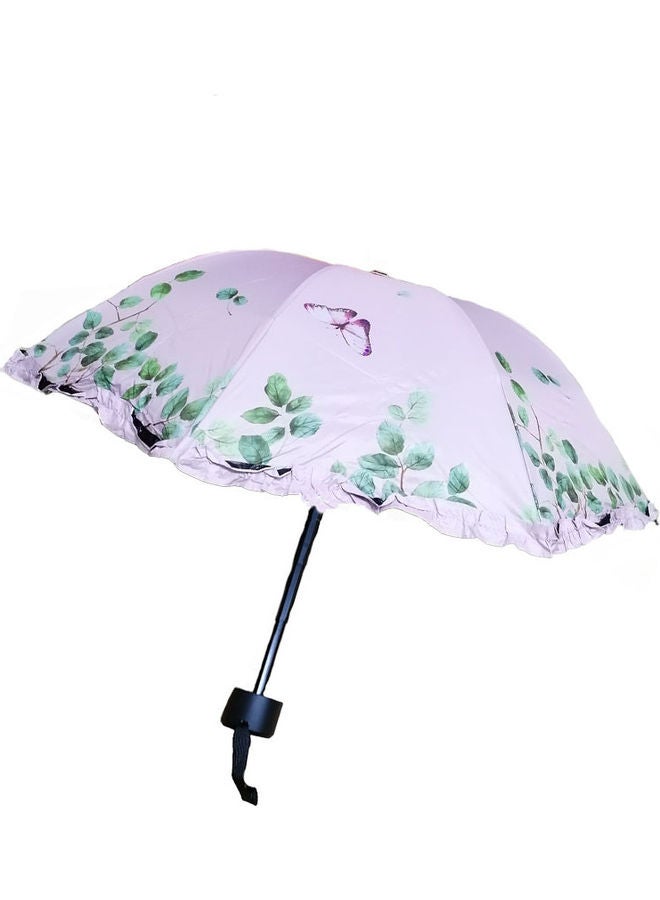 UTEX Foldabe Double Usage Lace Edge Butterfly Umbrella Light Purple - Image 1