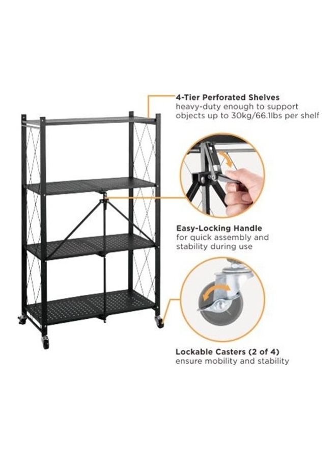 توشيونيكس رف تخزين للمطبخ قابل للطي مكون من 4 طبقات مزود بعجلات أسود 124x34x71سم - Image 3