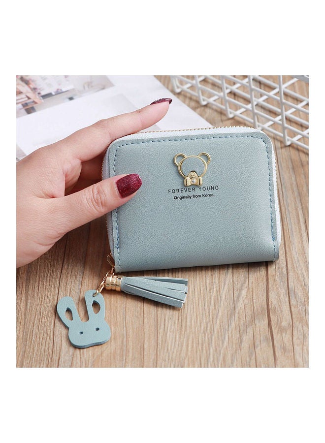 فليلي محفظة أنيقة للعملات المعدنية مزينة بأشكال الشرابة أزرق - Image 3