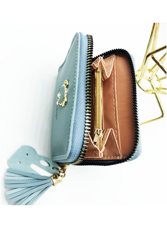 فليلي محفظة أنيقة للعملات المعدنية مزينة بأشكال الشرابة أزرق - Image 2