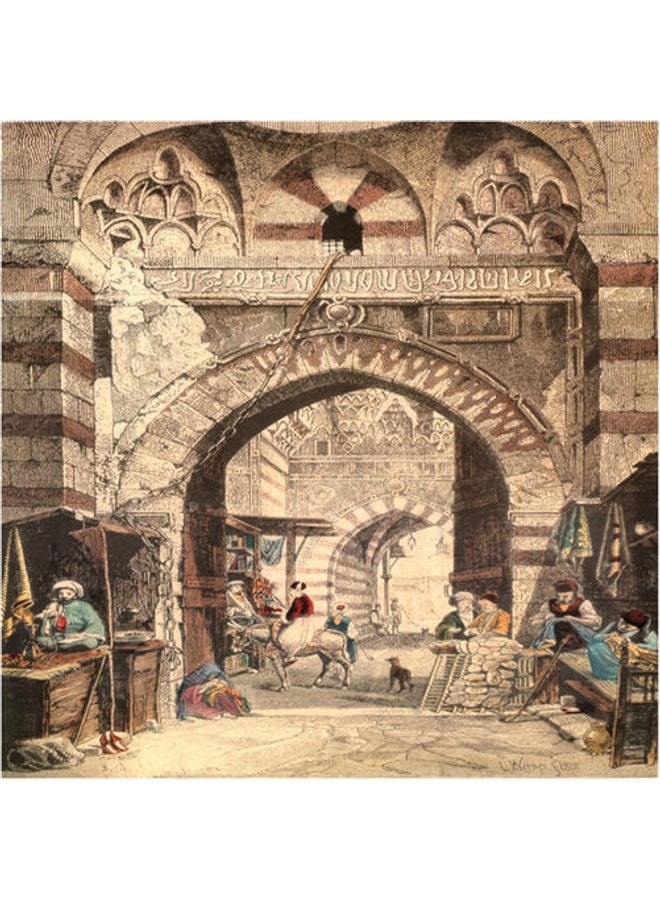 فوتو بلوك لوحة فنية بتصميم شرقي أزرق/ أبيض 30x30سم