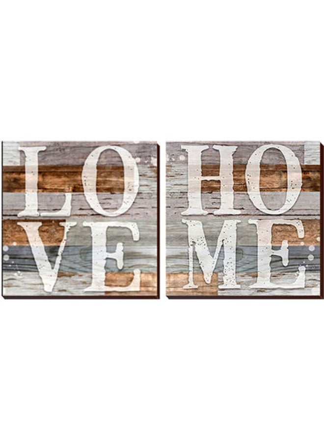 فوتو بلوك لوحة فنية بطبعة كلمة "Love" وكلمة "Home " متعدد الألوان 15x15سم