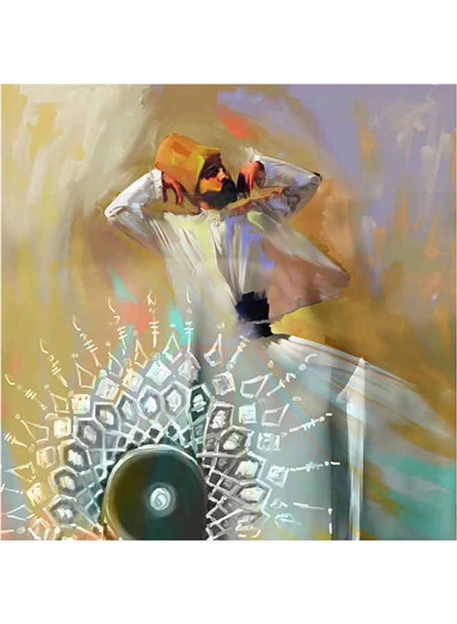 فوتو بلوك لوحة فنية بتصميم شرقي أزرق/ أبيض 23x23سم