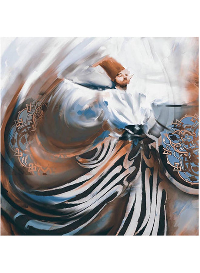 فوتو بلوك لوحة فنية بتصميم شرقي أزرق/ أبيض 23x23سم