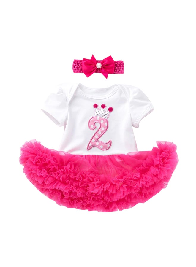 We Happy 3-Piece Second Birthday Princess Party Dress Set Pink/White - Image 1