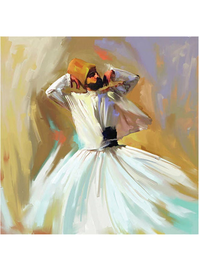 لوحة فنية بتصميم شرقي أزرق/ أبيض 23x23سم