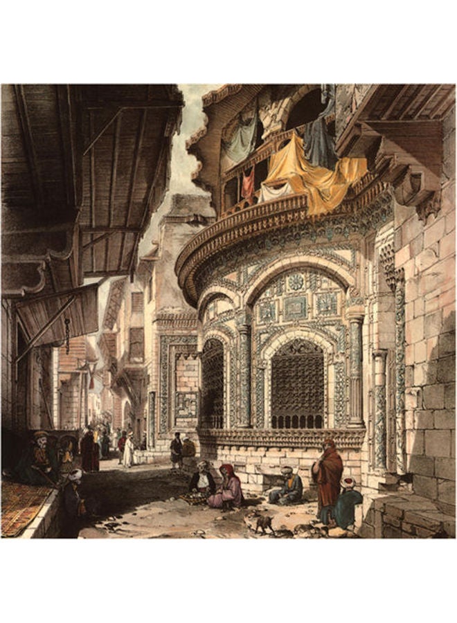 فوتو بلوك لوحة فنية بتصميم شرقي أزرق/ أبيض 23x23سم