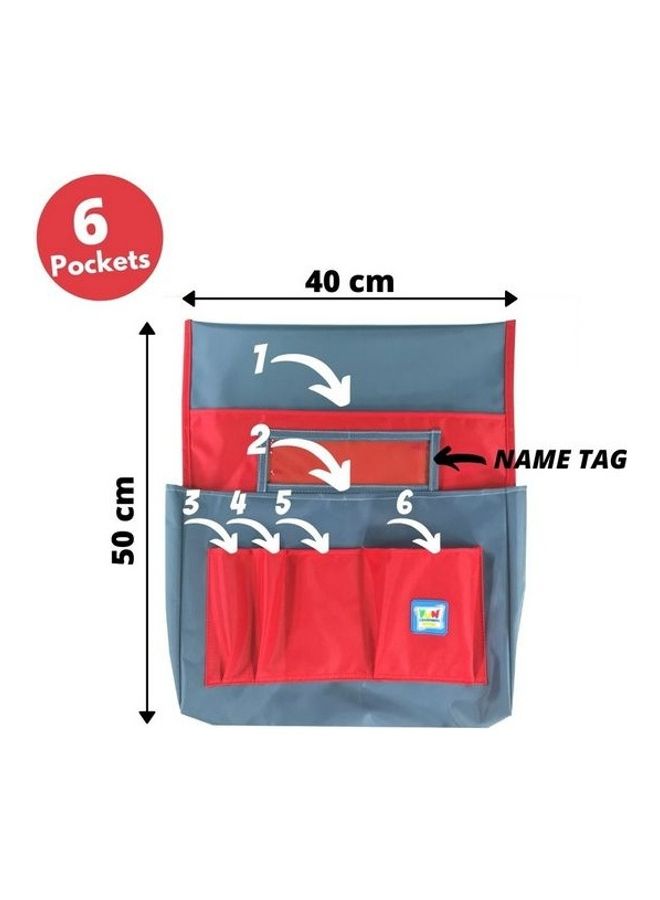 فن ليرنينج ستور Smart Chair Storage Pocket Organizer With Name Tag Slot Grey/Yellow - Image 3