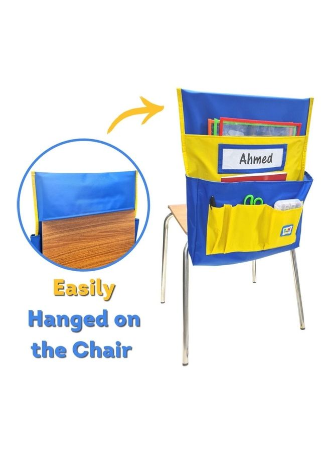 فن ليرنينج ستور Smart Chair Storage Pocket Organizer With Name Tag Slot Grey/Yellow - Image 4